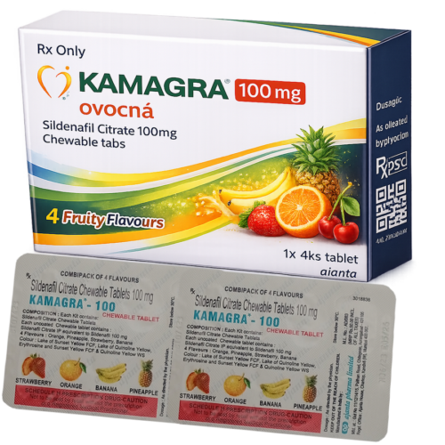 Kamagra 100mg ovocná : cena za 2 balenia - 8ks tablet